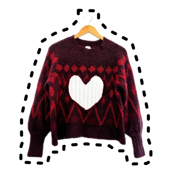 Reworked Upcycled  Chunky Hearts Sweater - Picture 1 of 8